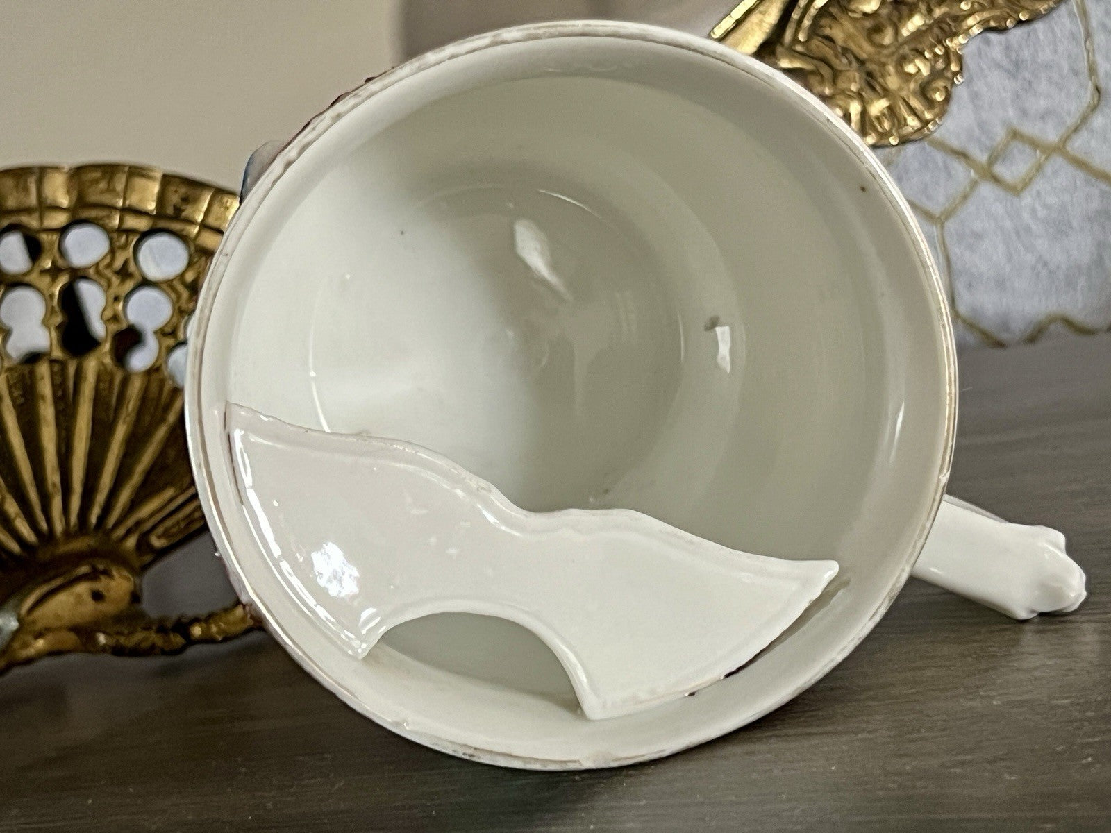 Antik Rosenhäferl Porzellan Andenken Tasse Zum Andenken Stucktasse Barttasse