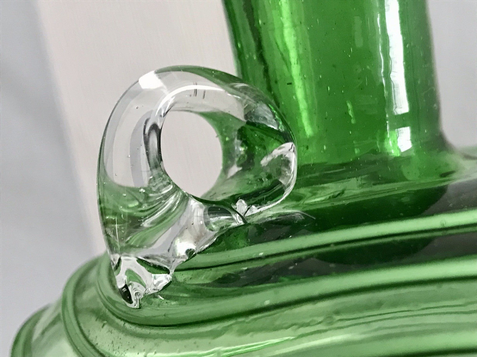 Vintage Vase Murano? Glasvase grün Aufschmelzungen Fäden Henkelvase