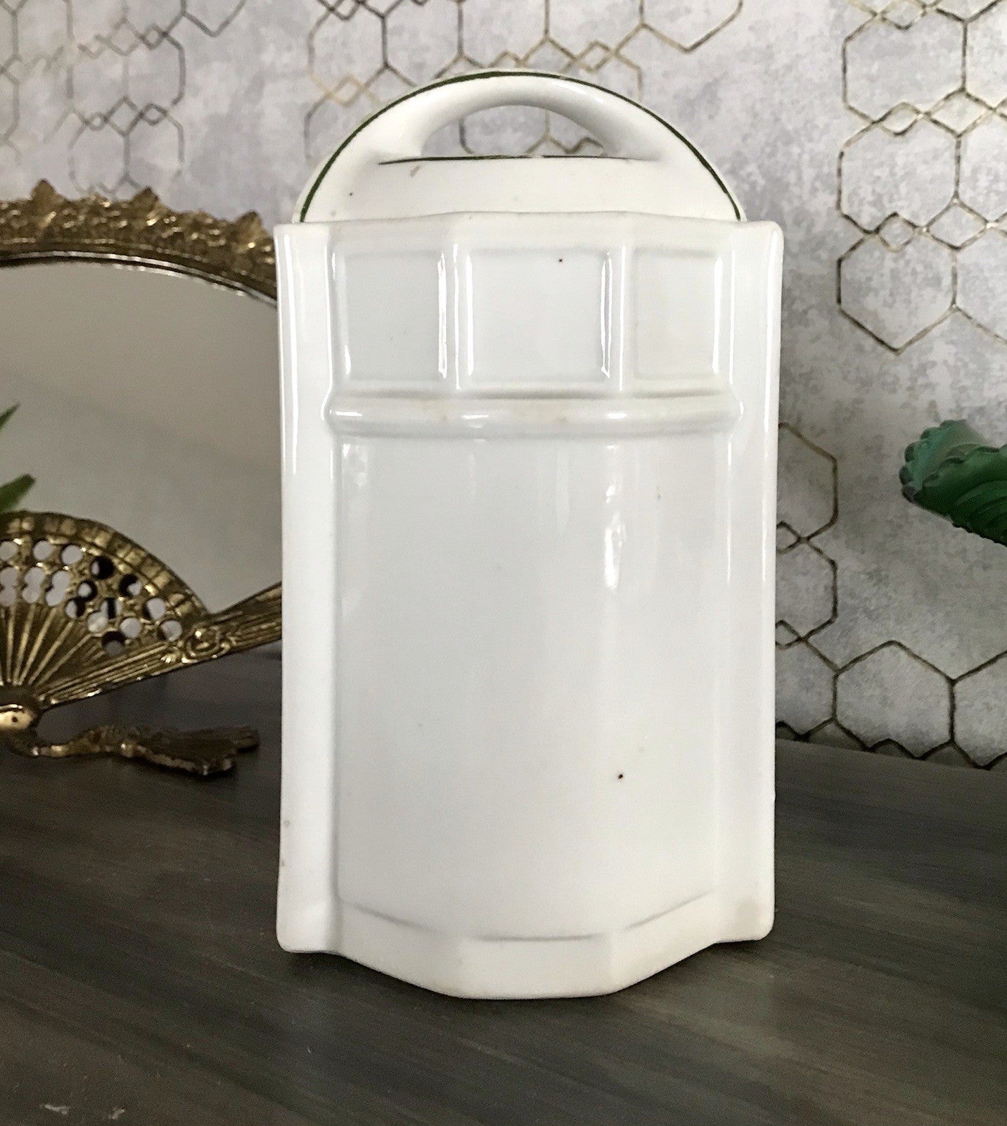 Antik Porzellan Dose Vorratsgefäß Vorratsdose Nudeln Rosen Jugendstil Art Déco