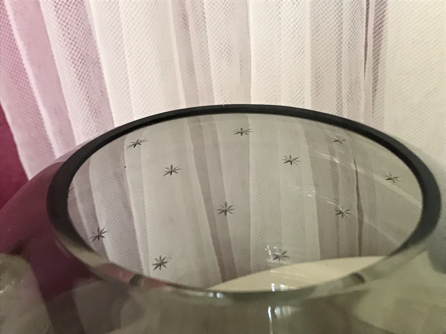 Alt Vintage Glasvase Glas Rauchglas Vase Mid century Kugelvase Grau Sternchen