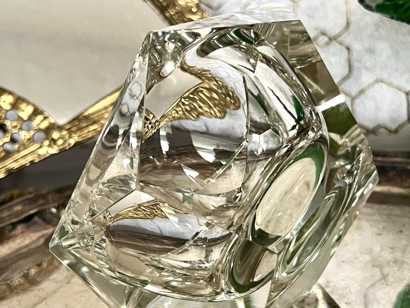 Art Déco Aschenbecher Designer  Ascher farblos Kristallglas EDEL Franz Burkert?