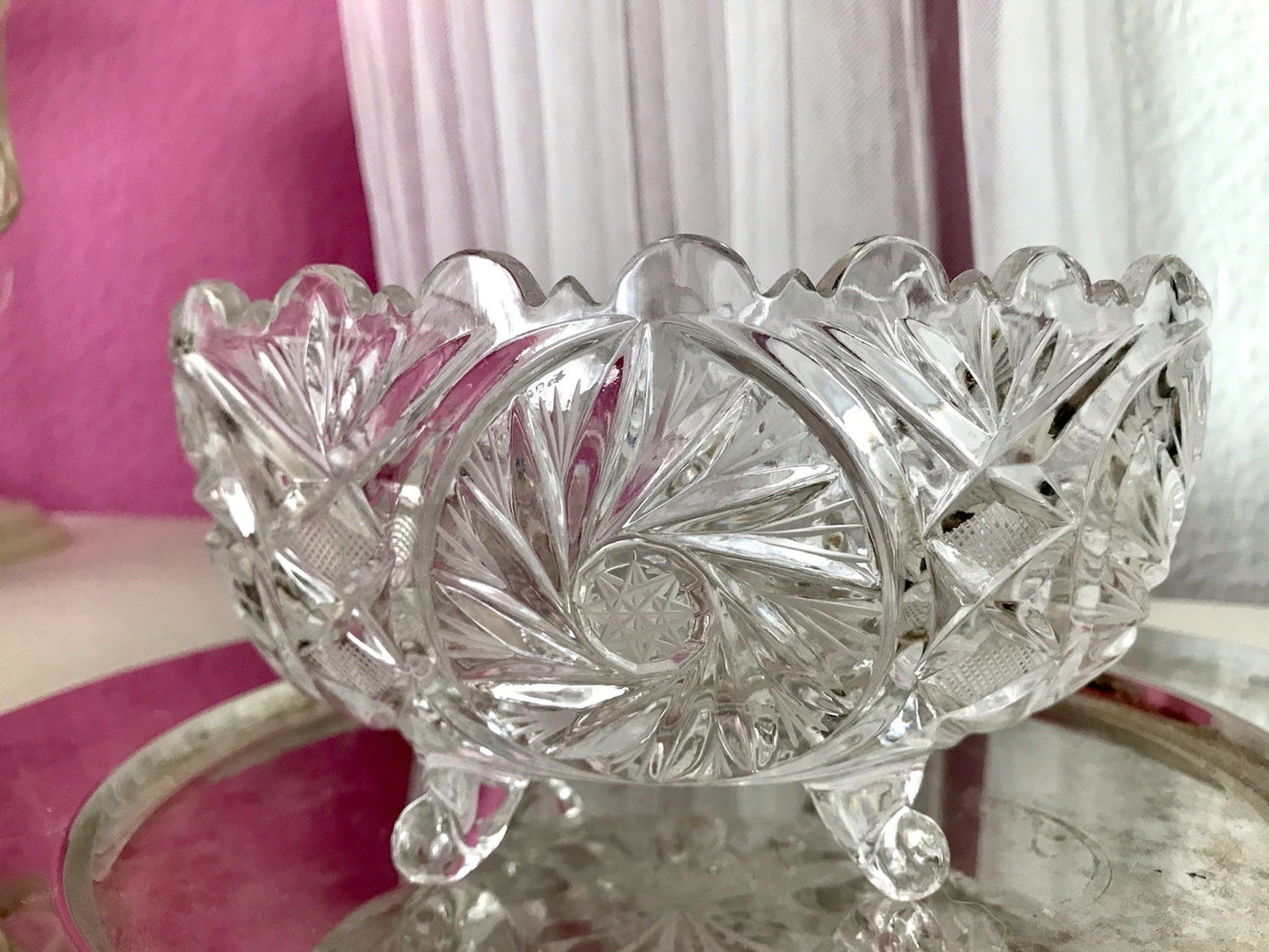 Alt Vintage Bleikristall Bonboniere Schale Glas edel Kristallglas PRL Polen