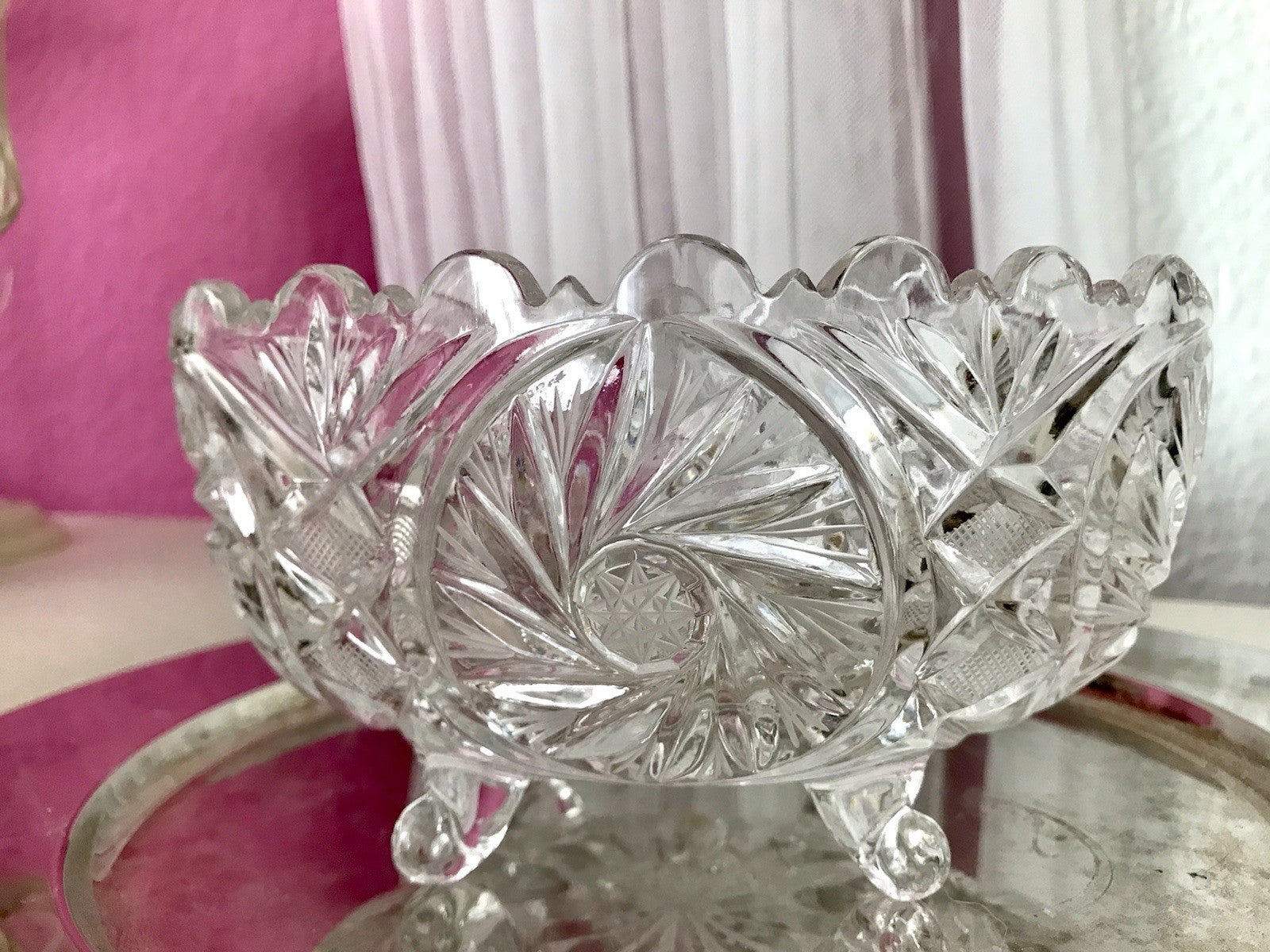 Alt Vintage Bleikristall Bonboniere Schale Glas edel Kristallglas PRL Polen