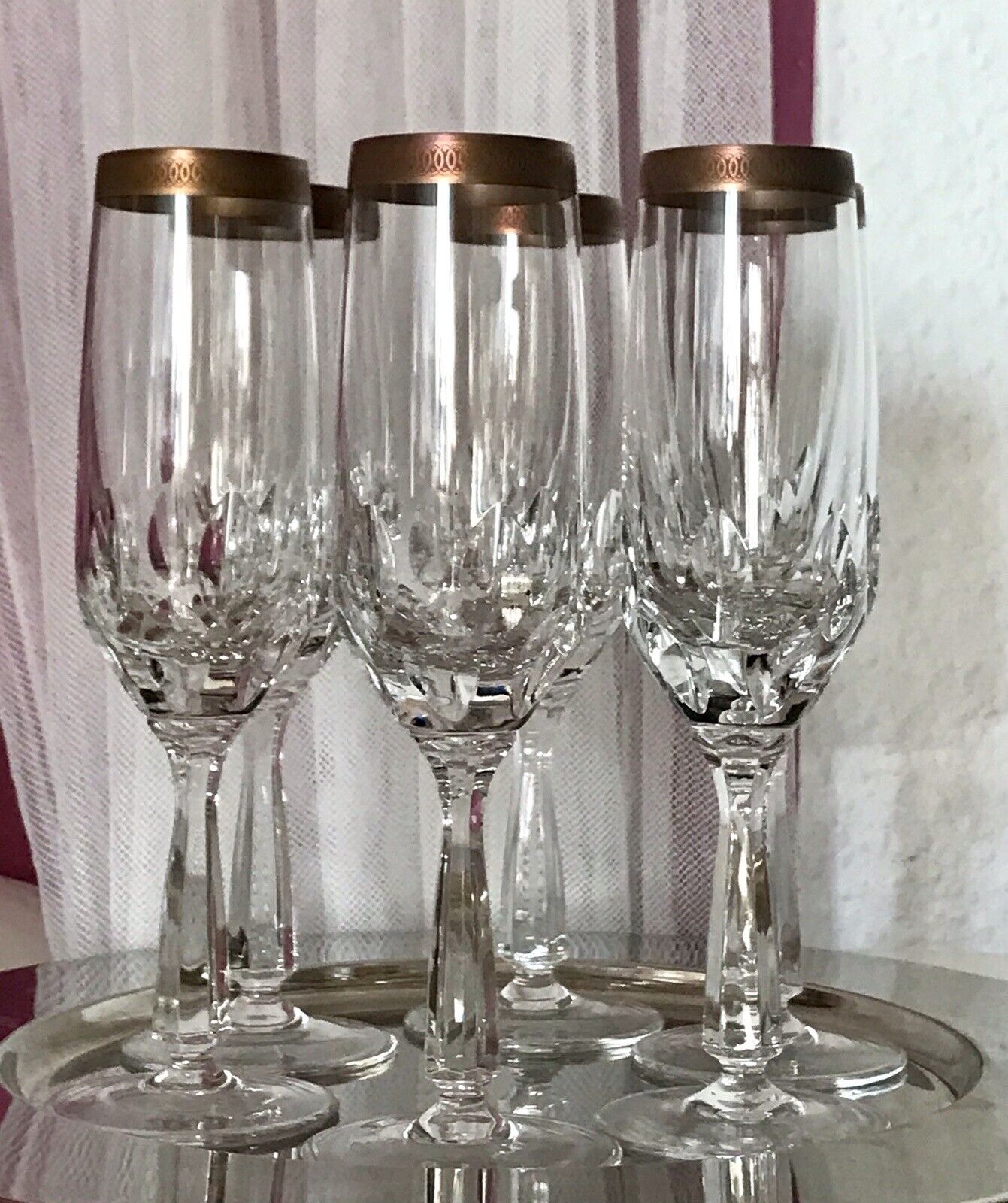 Vintage 6 EDEL Sektflöten Sektgläser Glas Kristallglas So Schön Mintonborte