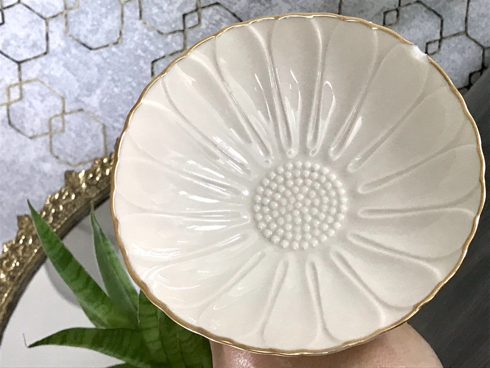 Antik Porzellan Fußschale Schale auf Fuß USA Lenox elfenbein gold Blume