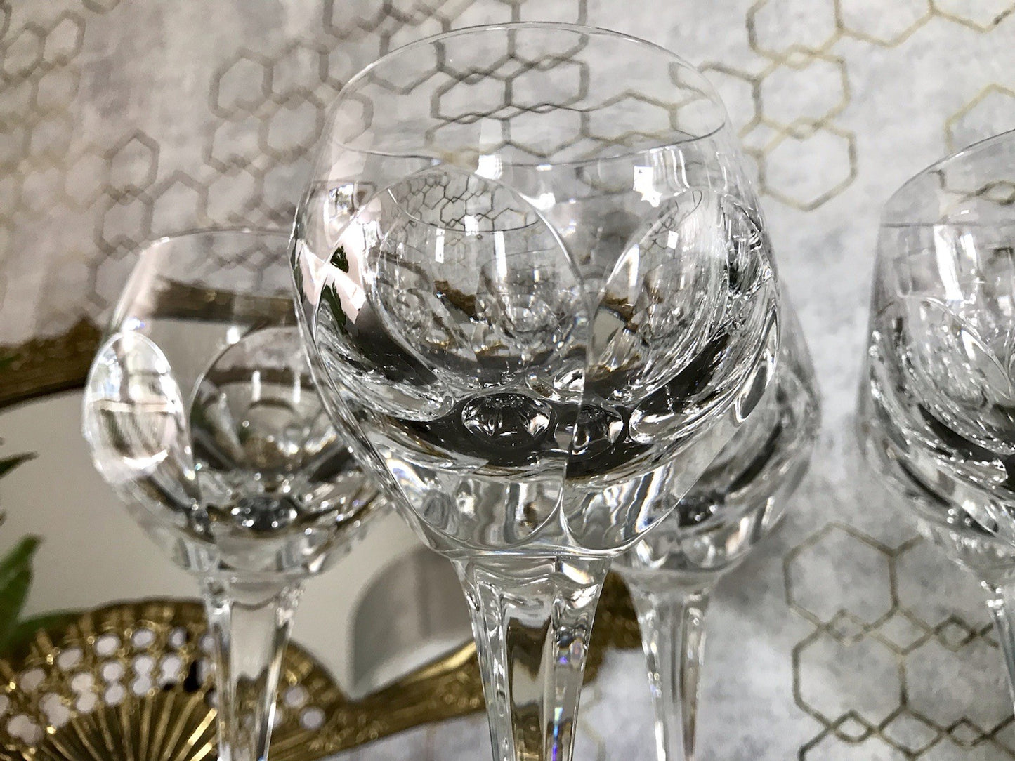 Vintage Edel 5x Weingläser Gläser Kristallglas Bleikristall