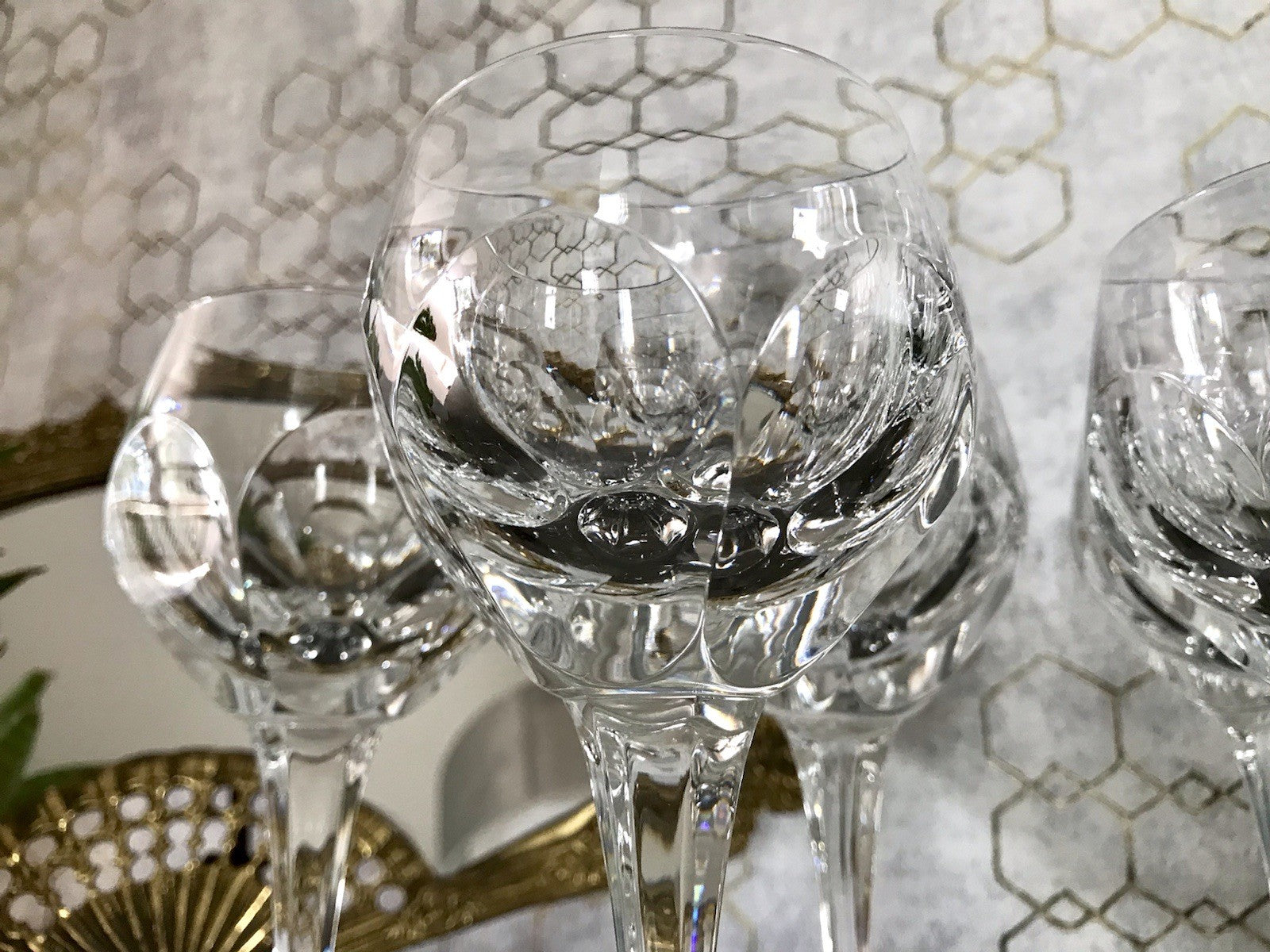 Vintage Edel 5x Weingläser Gläser Kristallglas Bleikristall