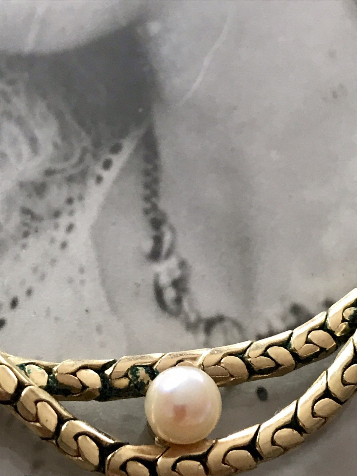 Alt Vintage Amerik. Doublè vergoldet Collier Halskette Perle