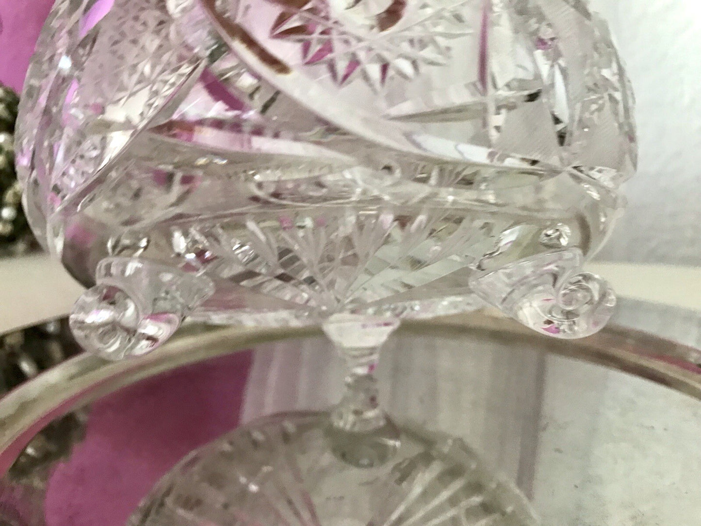 Alt Vintage Bleikristall Bonboniere Schale Glas edel Kristallglas PRL Polen