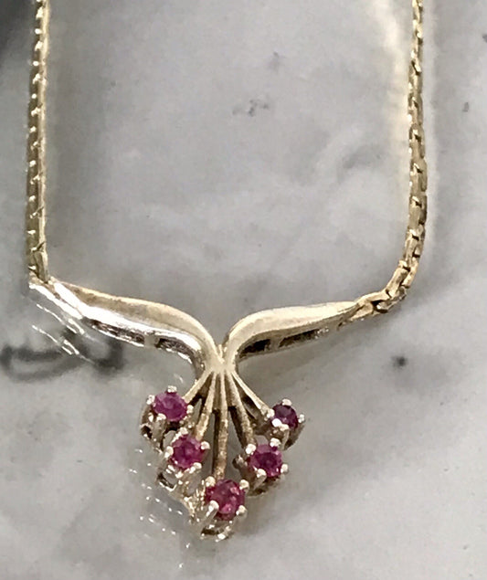 Antik Edel Jugendstil 925 Silber vergoldet Collier Halskette Rubine SCHÖN