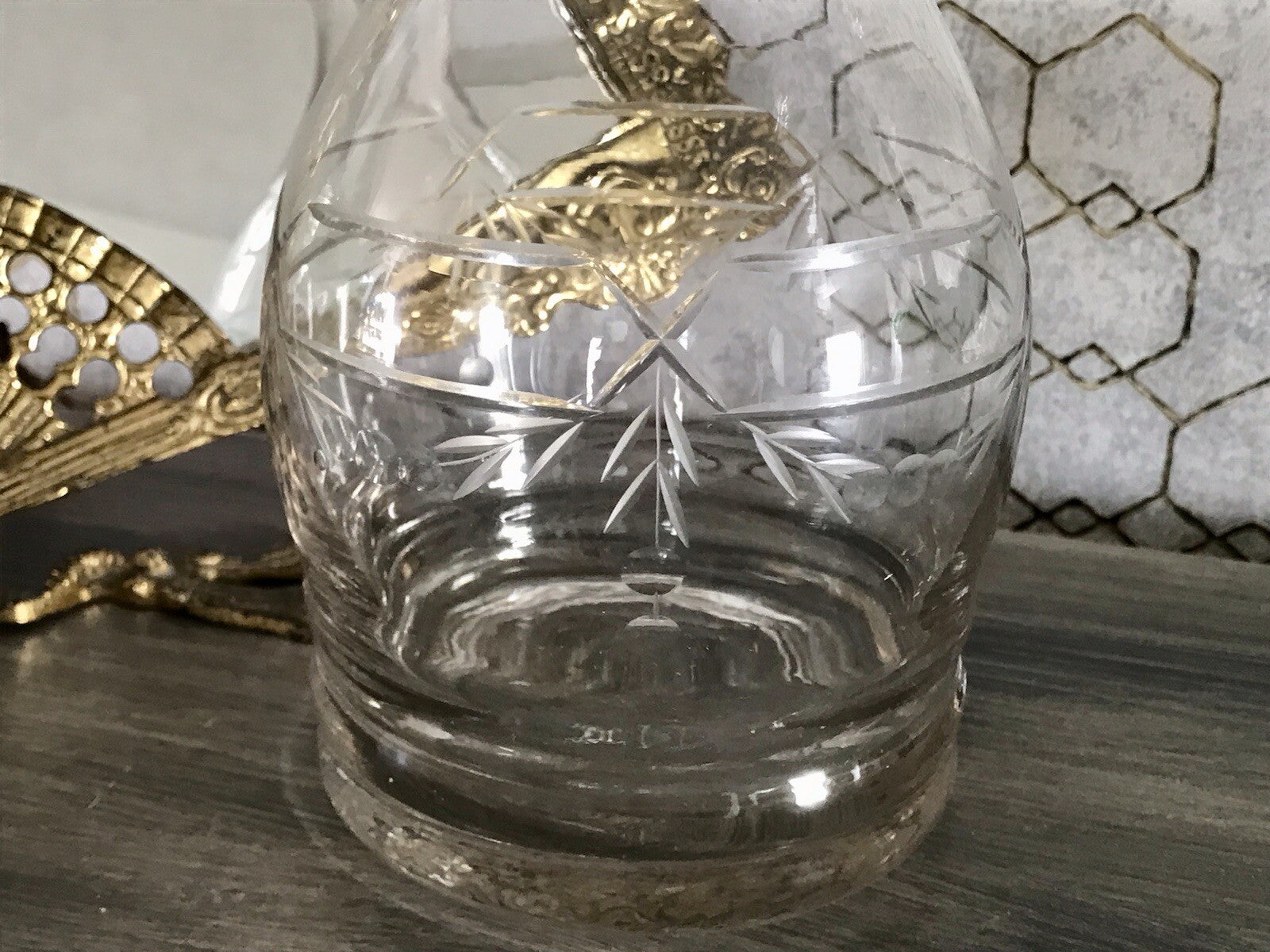 Antik Vintage Glaskaraffe Karaffe Zier- Schliff