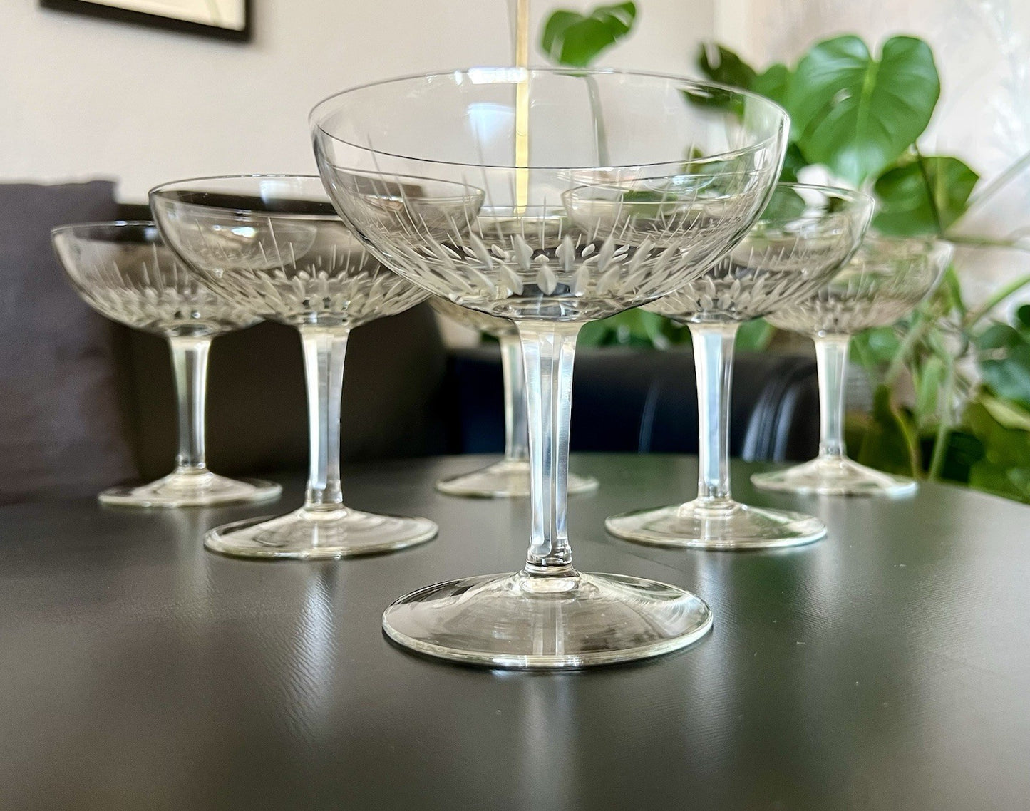 Vintage 60er  4 Champagnerschalen Sektschalen Kristallglas