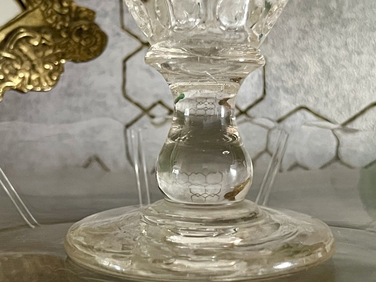 Antik  Biedermeier Tausendaugen Fußbecher Bierglas Ale Glas Abriss