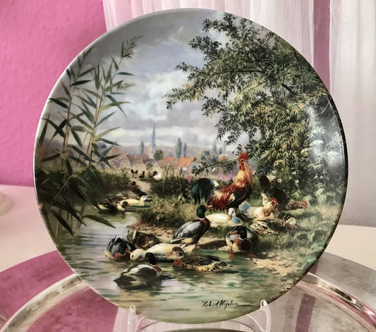 Porzellan Wandteller Zierschale Teller Seltmann Tiere unseres Dorfes 1989 Enten