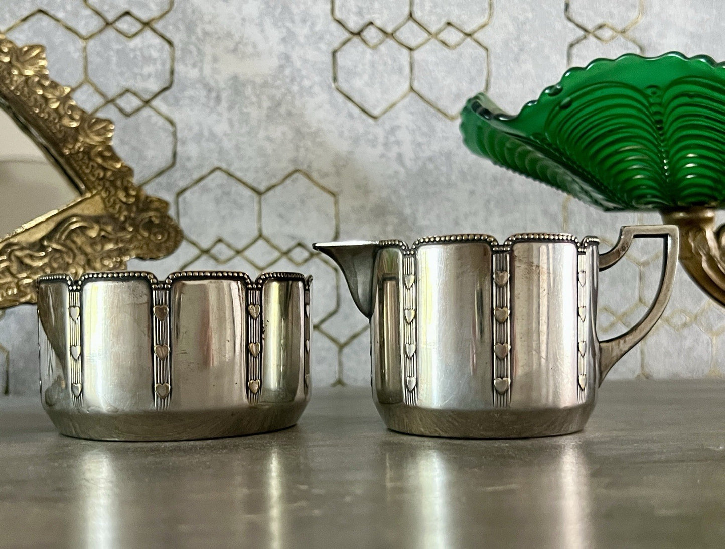 Antik WMF Jugendstil Kaffee Kernstück: Zuckerdose Rahmgießer