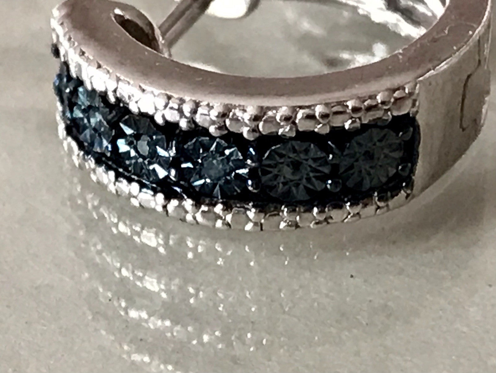 Ohrringe 925 Silber Creole Klappcreolen blaue Steine Saphire? Edel HN