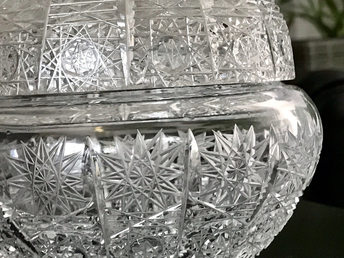 Vintage EDEL Glasdose Schale m. Deckel Bonboniere Kristallglas Schliff
