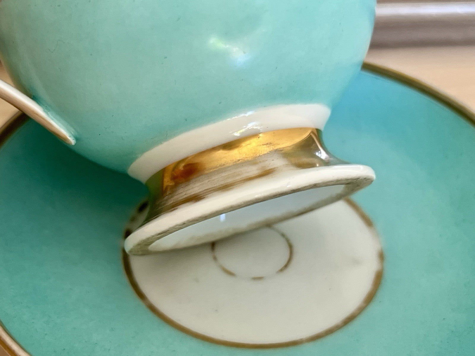 Antik Biedermeier Porzellan Kaffeegedeck Tasse Teetasse schön weiß türkis gold!