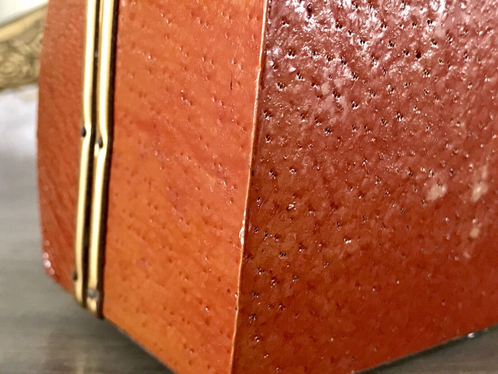Vintage Schatulle Schmuckdose Dose Kästchen Leder bezogen Cognac