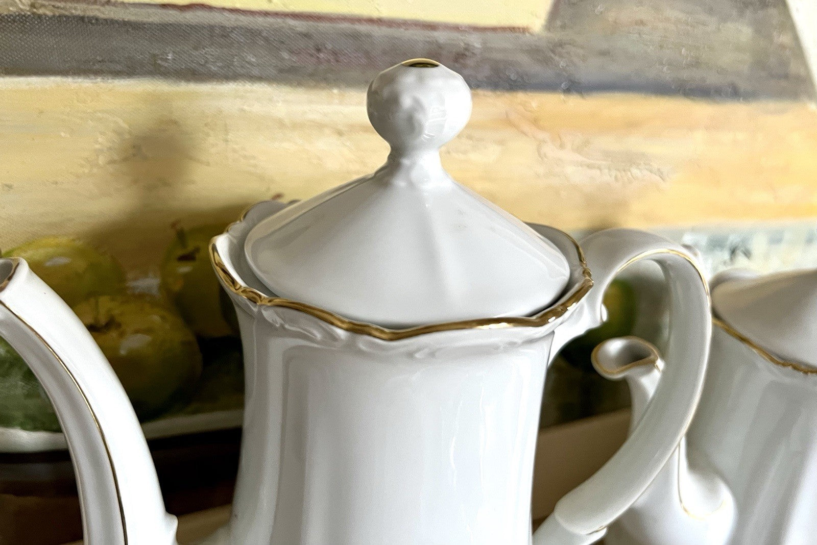 Vintage klassisches  Mitterteich Porzellan Kaffeeservice weiß gold 12 Pers. WOW!
