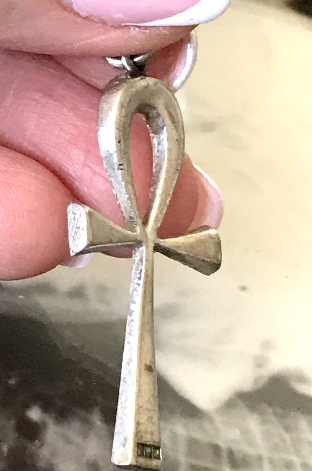 Vintage alt Ägypten Form 900 Silber Kreuz Anhänger Kettenanhänger