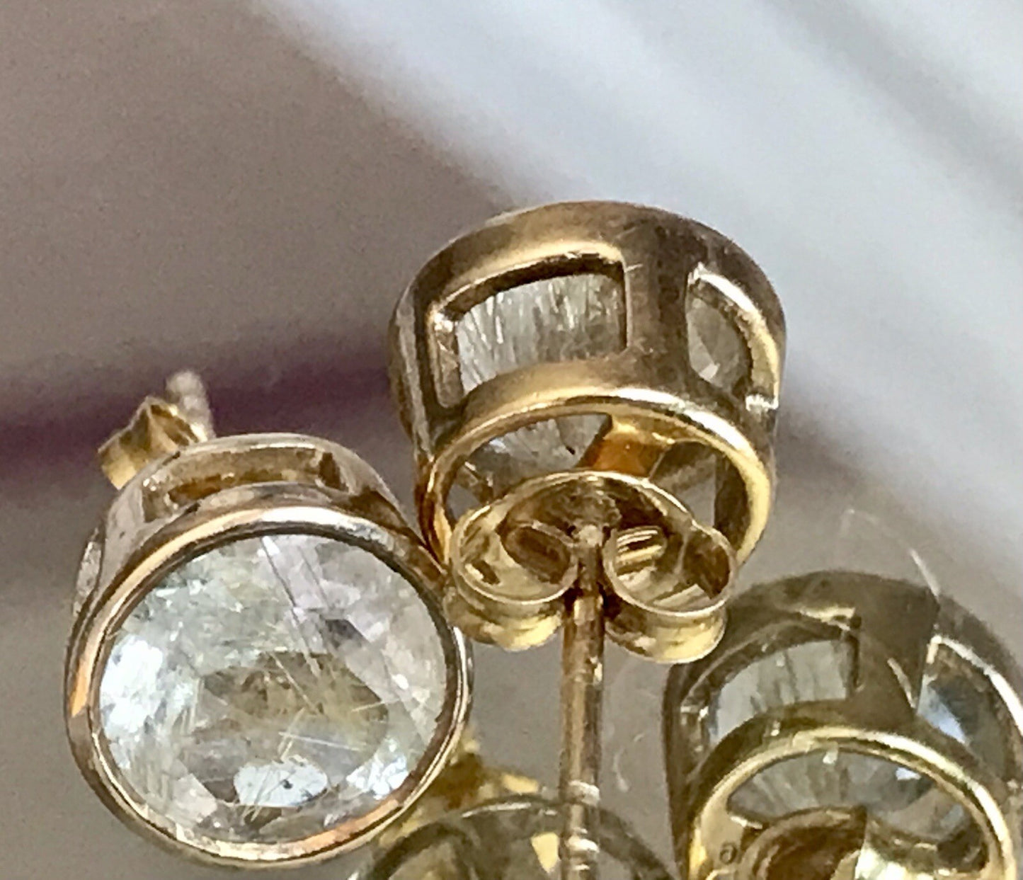 Ohrringe Ohrstecker DAMEN Silber vergoldet gold Bergkristall? Einschlüsse