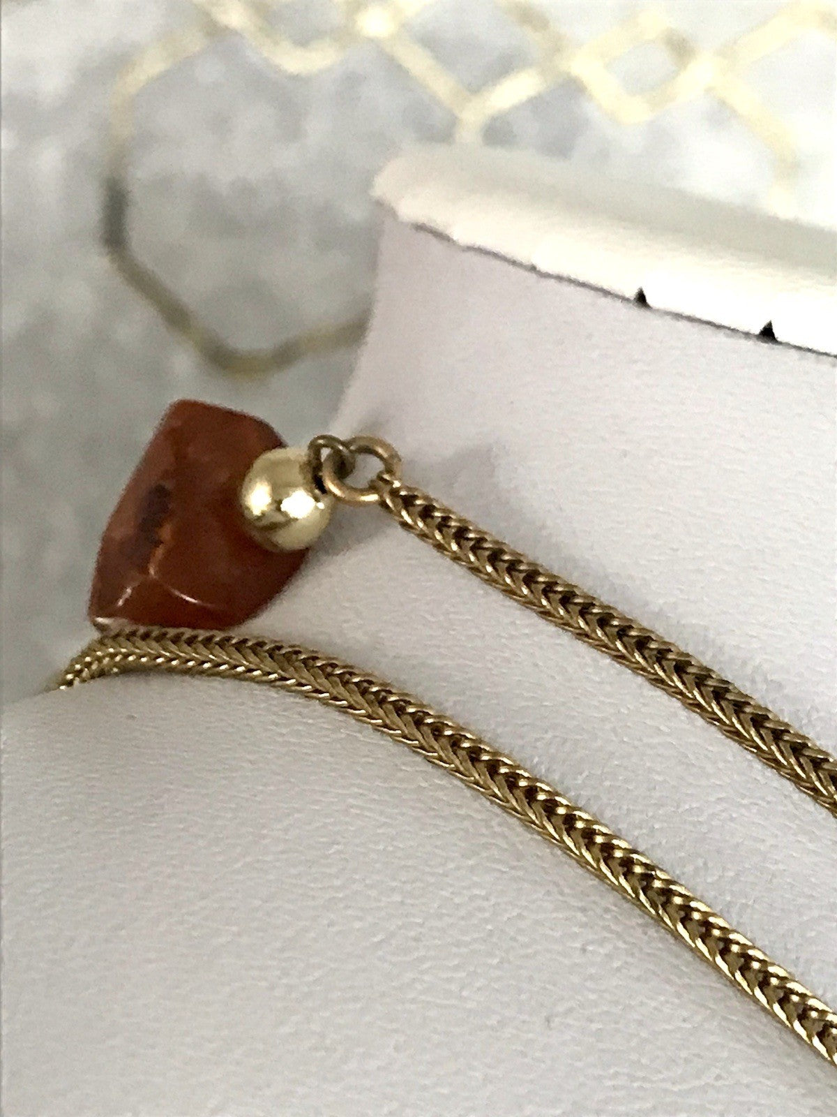 Vintage 60er Halskette Amerik. Doublè gold Steine Bernstein? Achate? SCHÖN