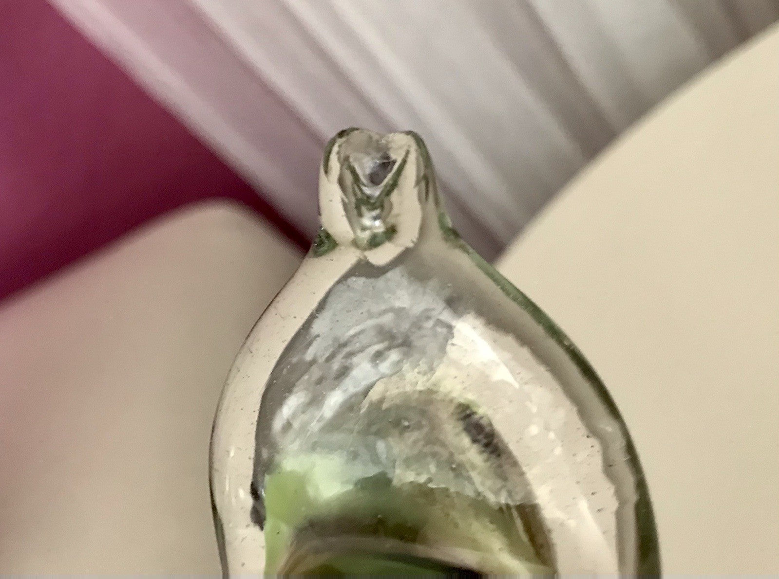 Vintage Murano ? 60er Jahre liegende Glasvase Vase Tischvase grün