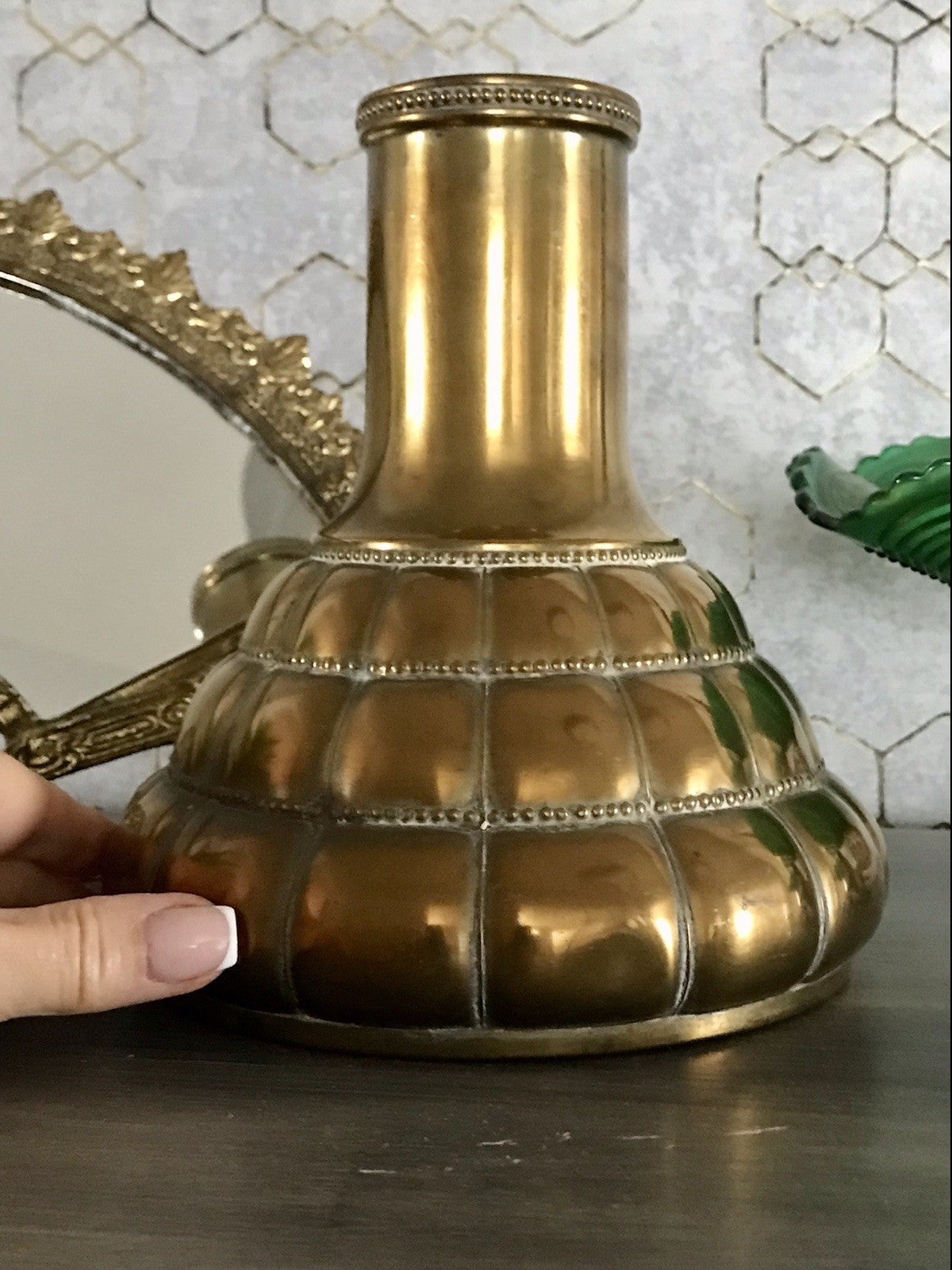 Antik WMF Straußenmarke Jugendstil Art Déco Messing Vase Relief