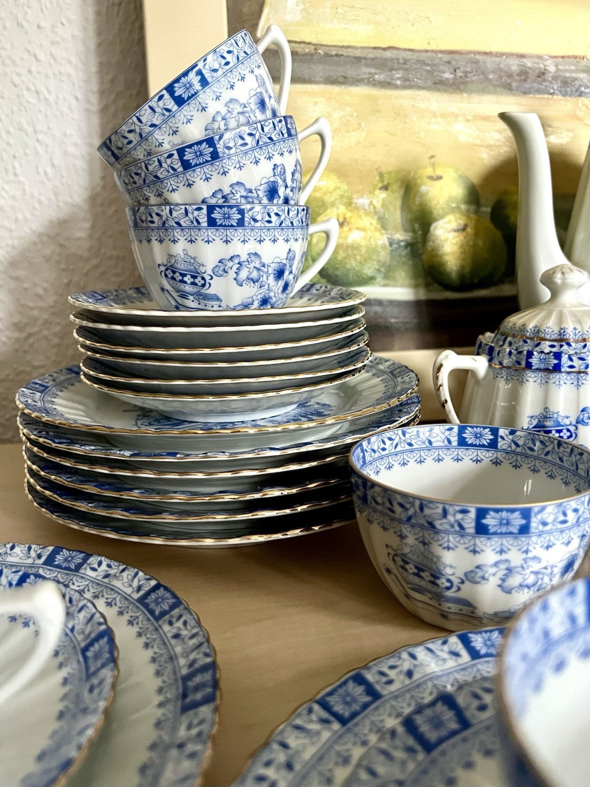 Edel Vintage Porzellan Kaffeeservice 12 Pers. Seltmann Weiden &andere China blau