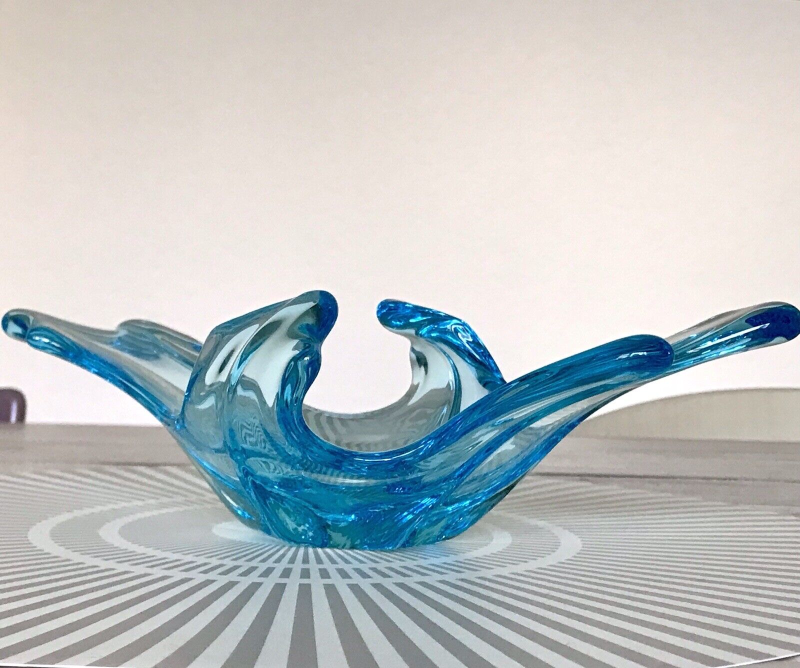 Murano 60er 70er Jahre Schale Glas Schön zipfelig türkis blau