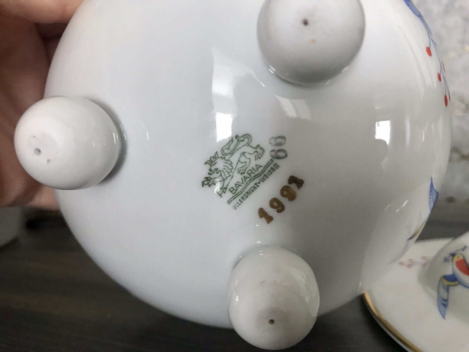 Antik Art Déco Porzellan Dose Deckeldose Schatulle Bonboniere Ullersricht Weiden