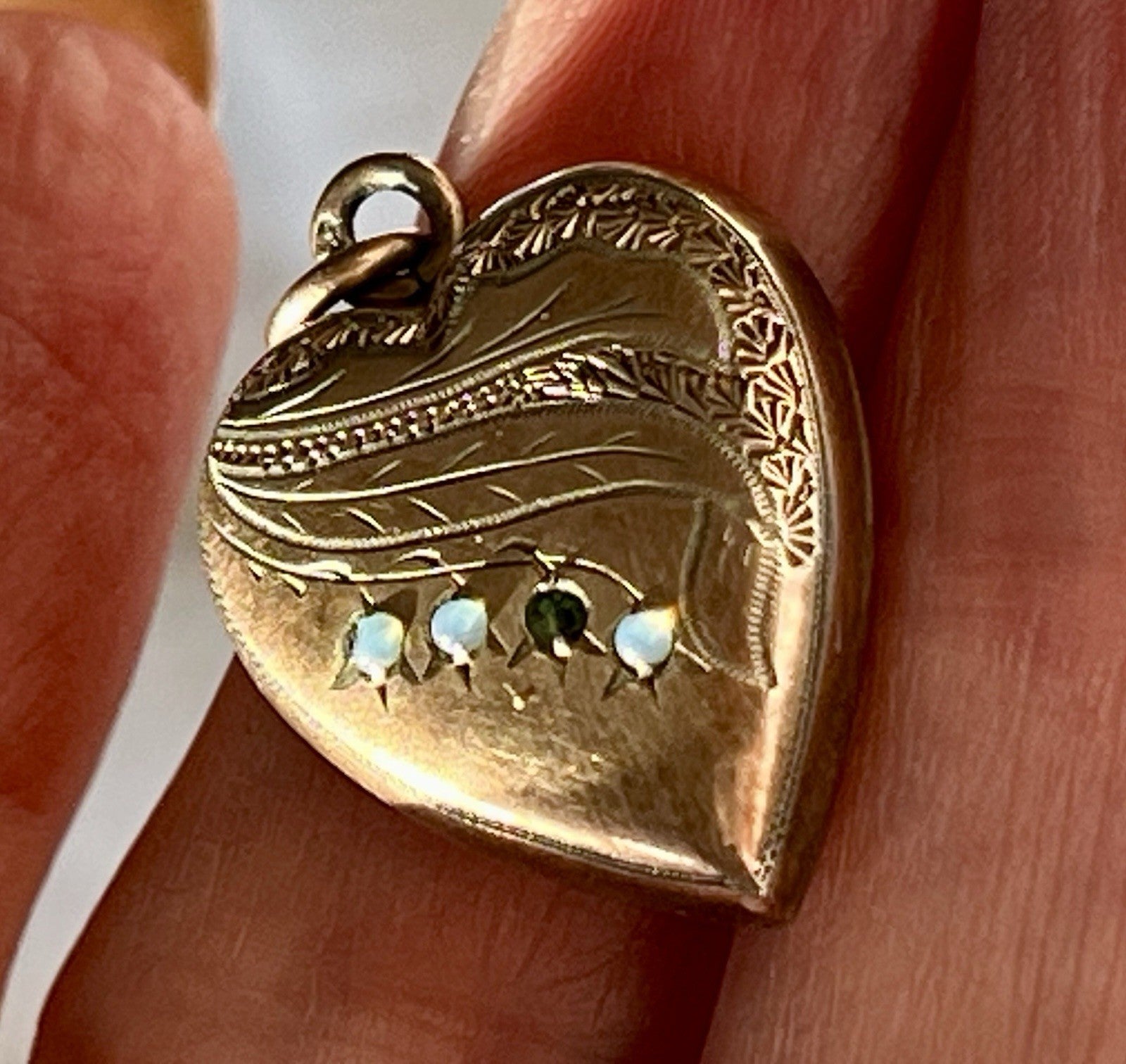 Antik Herz Kettenanhänger Anhänger Schaumgold? Walzgold? gold Doublè? Opale?