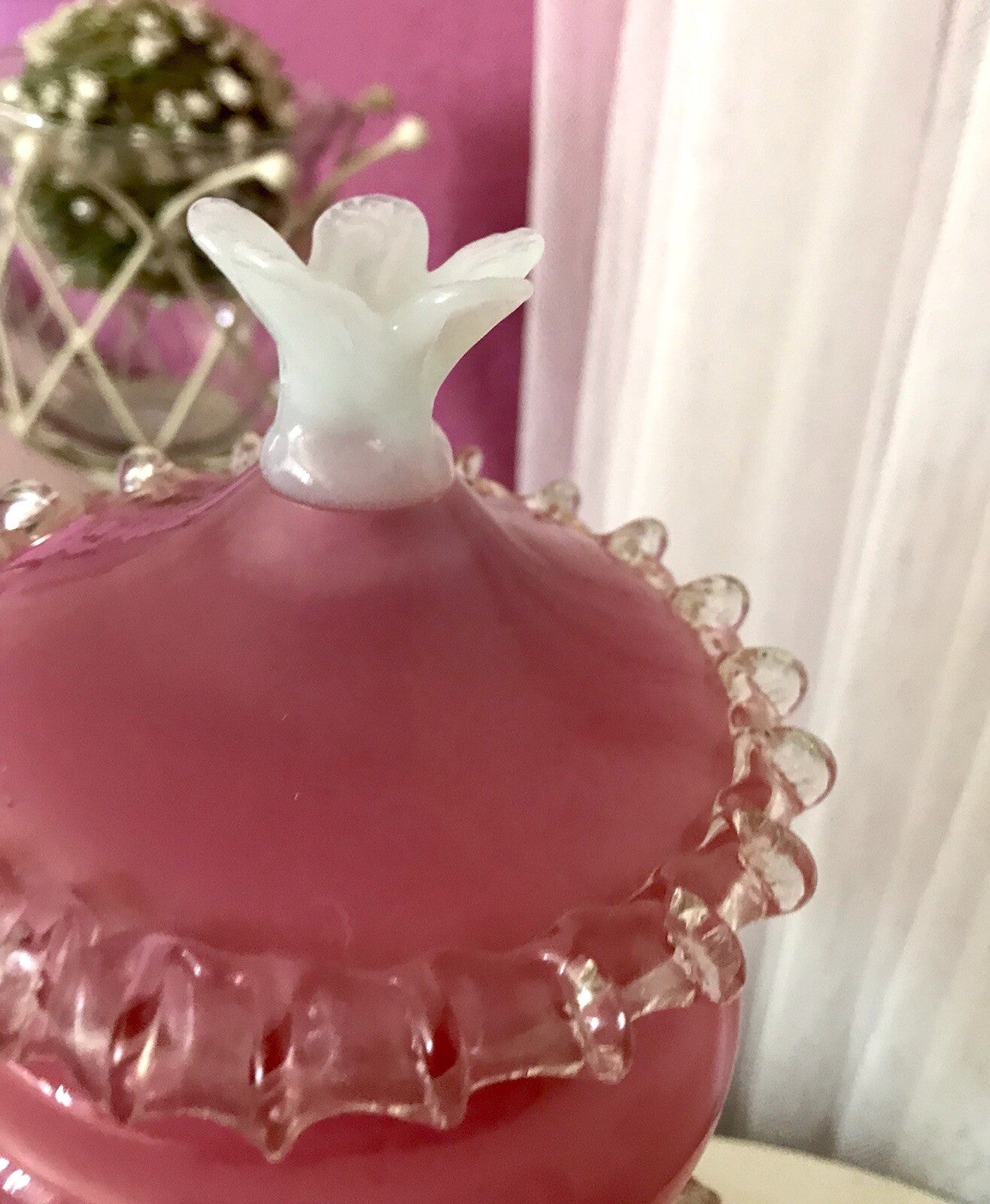 Vintage 60er Empoli Fußschale Schale Bonboniere rosa weiß Deckelvase Designer