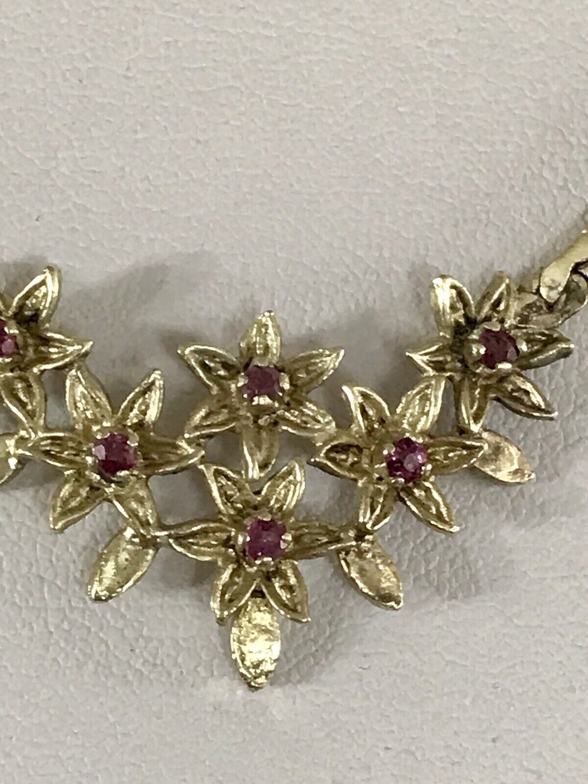 Antik Edel Jugendstil 925 Silber vergoldet Collier Halskette Rubine
