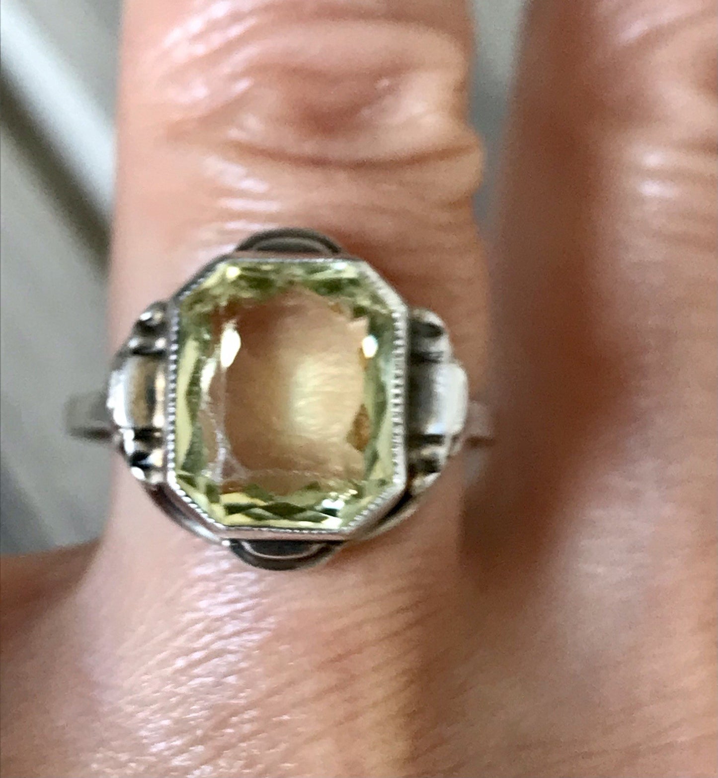 Antik Jugendstil Art Déco Edel Damen Ring Citrin? Stein Silber 830 S ~ Gr.54-56