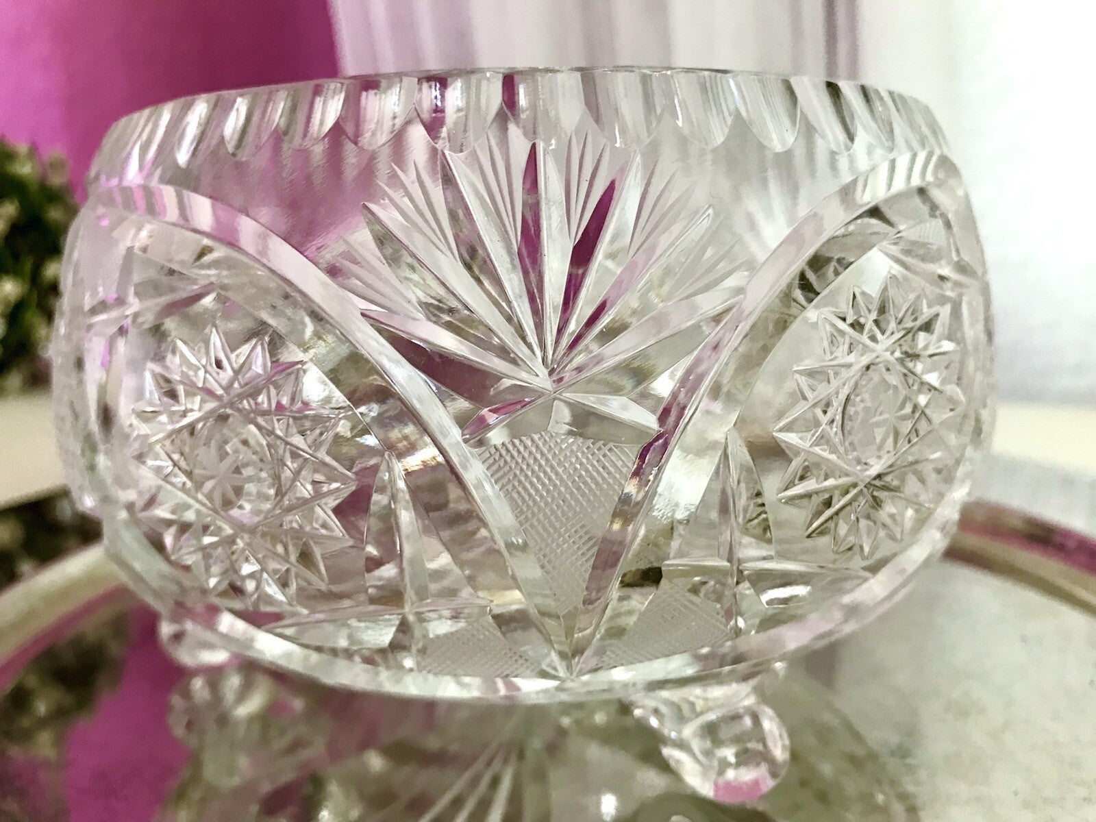Alt Vintage Bleikristall Bonboniere Schale Glas edel Kristallglas PRL Polen