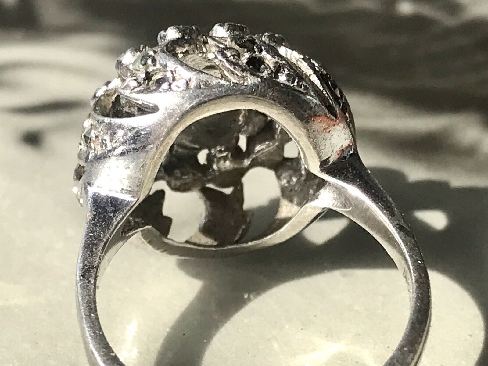 Antik Edel DAMEN Entourage RING Silber 835 Perle Markasite Gr.52