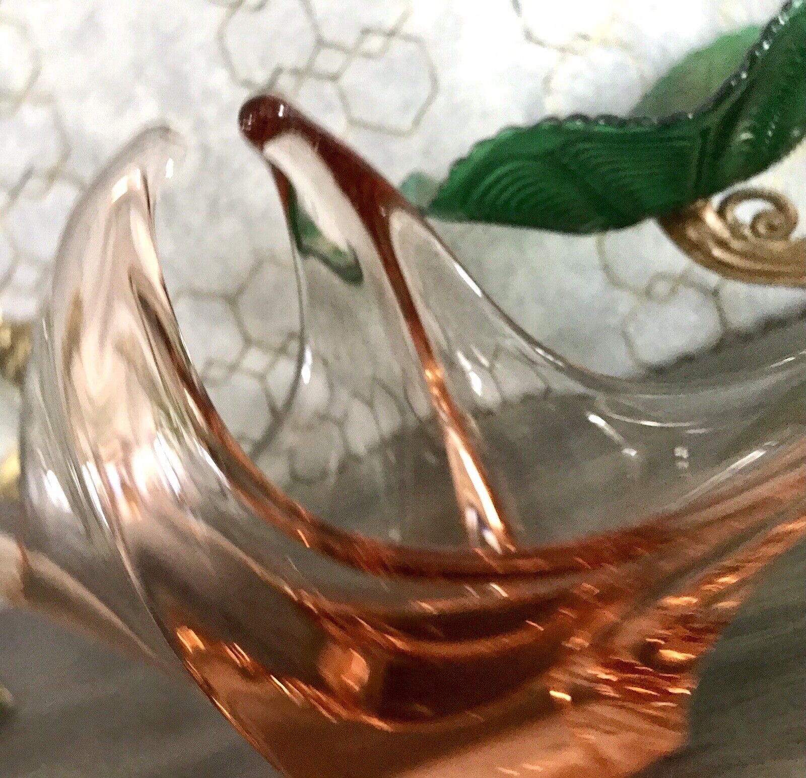 Vintage Murano 60er 70er Jahre Schale Glas Schön zipfelig apricot