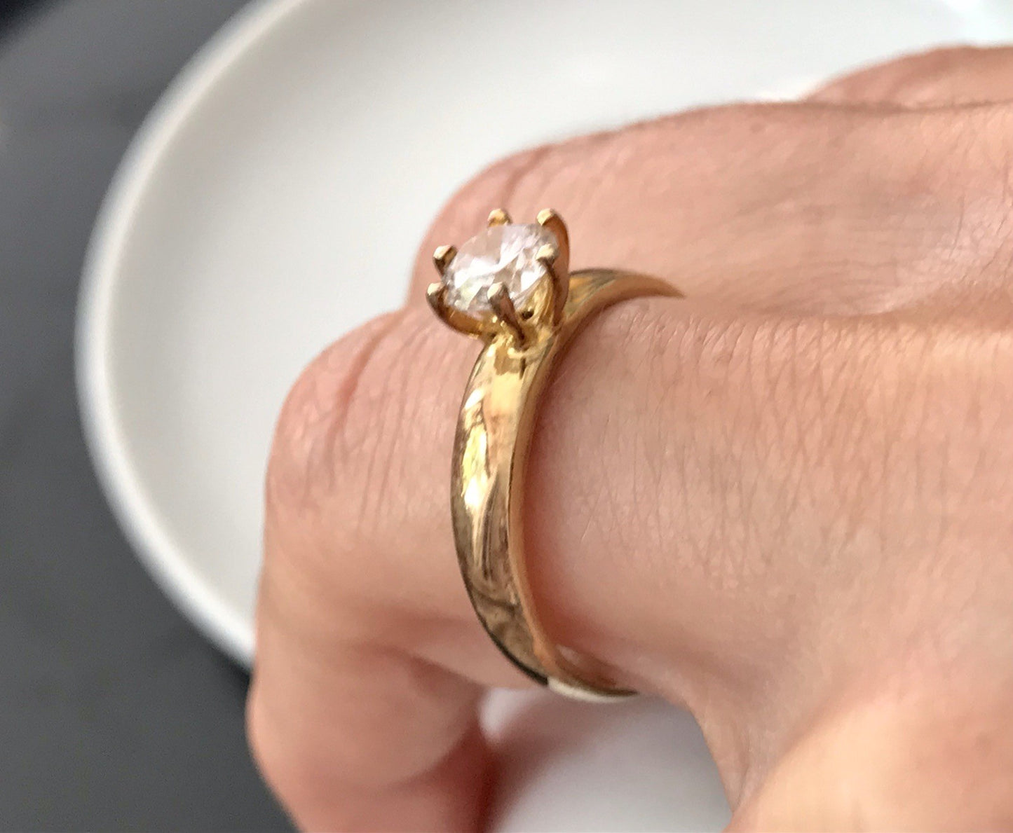 Vintage alt Damen Ring Silber 925 Gr.60 farbloser Stein Solitär 19,1 vergoldet