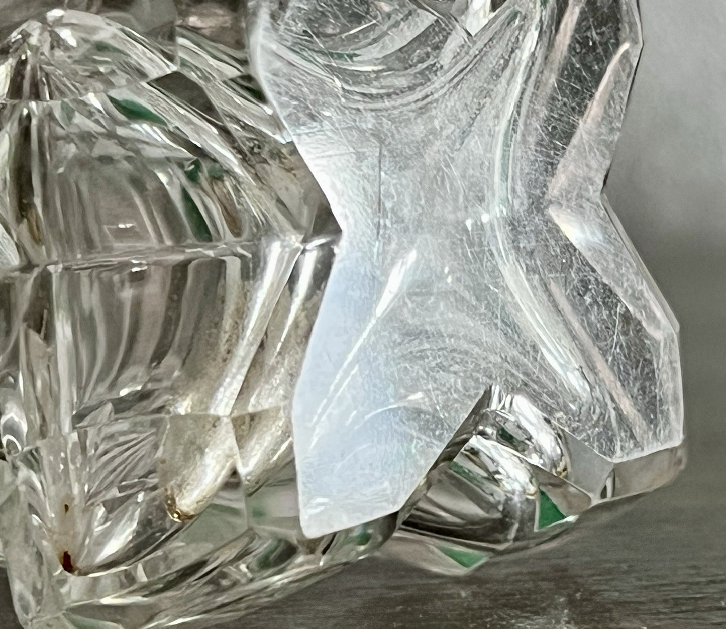 Antik 1x Flakon Parfüm kleine Glaskaraffe Schnitt Bleikristall Schliff
