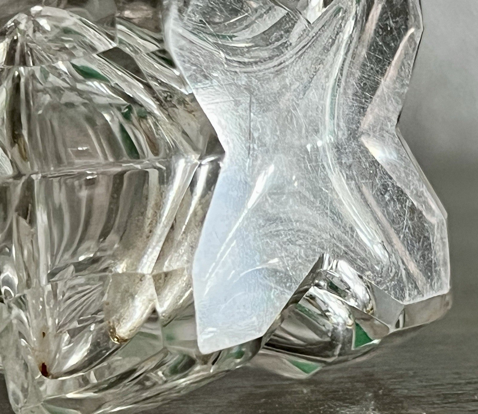 Antik 1x Flakon Parfüm kleine Glaskaraffe Schnitt Bleikristall Schliff