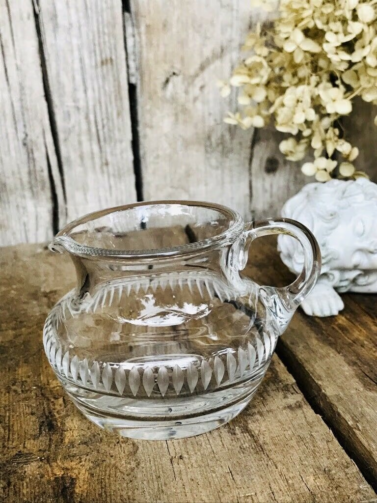 Alt Sahnegießer Kristallglas Bleikristall Glas