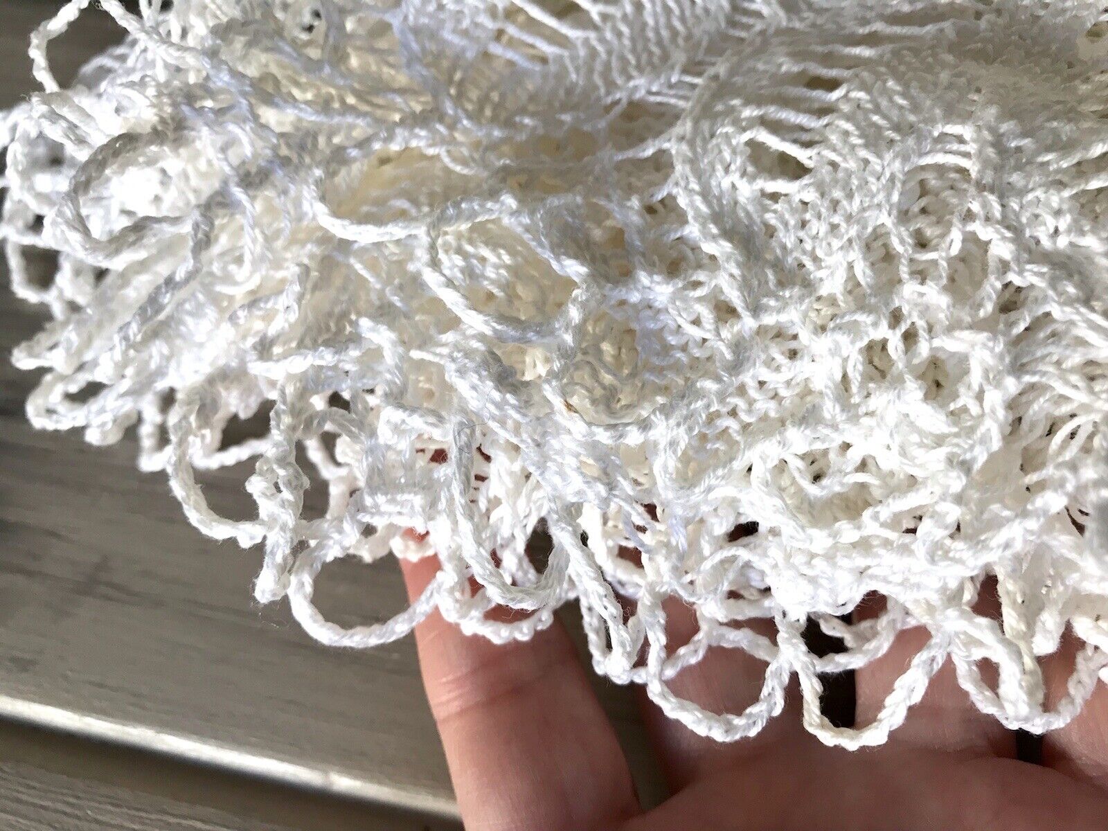 Antik alt Spitze weiß Tischdecke rund 57 cm Baumwolle gestrickt  So Schön!