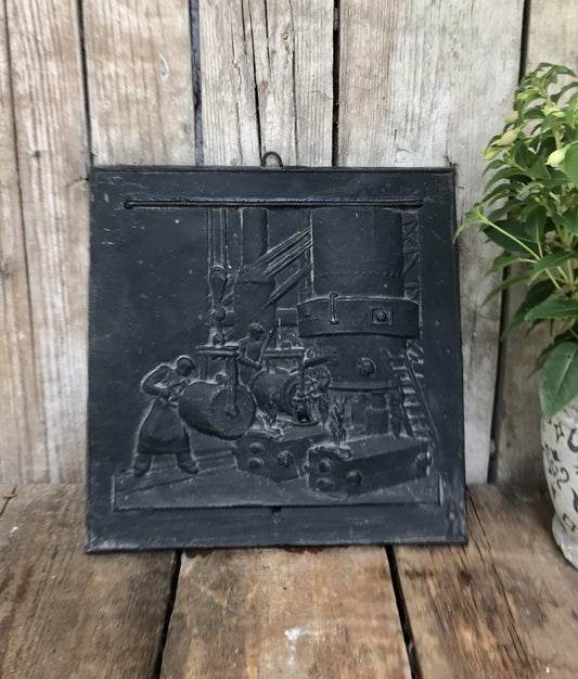 Alt Vintage Eisenguss Wandrelief Bild Relief Gusseisen Eisenhütte Biedenkopf