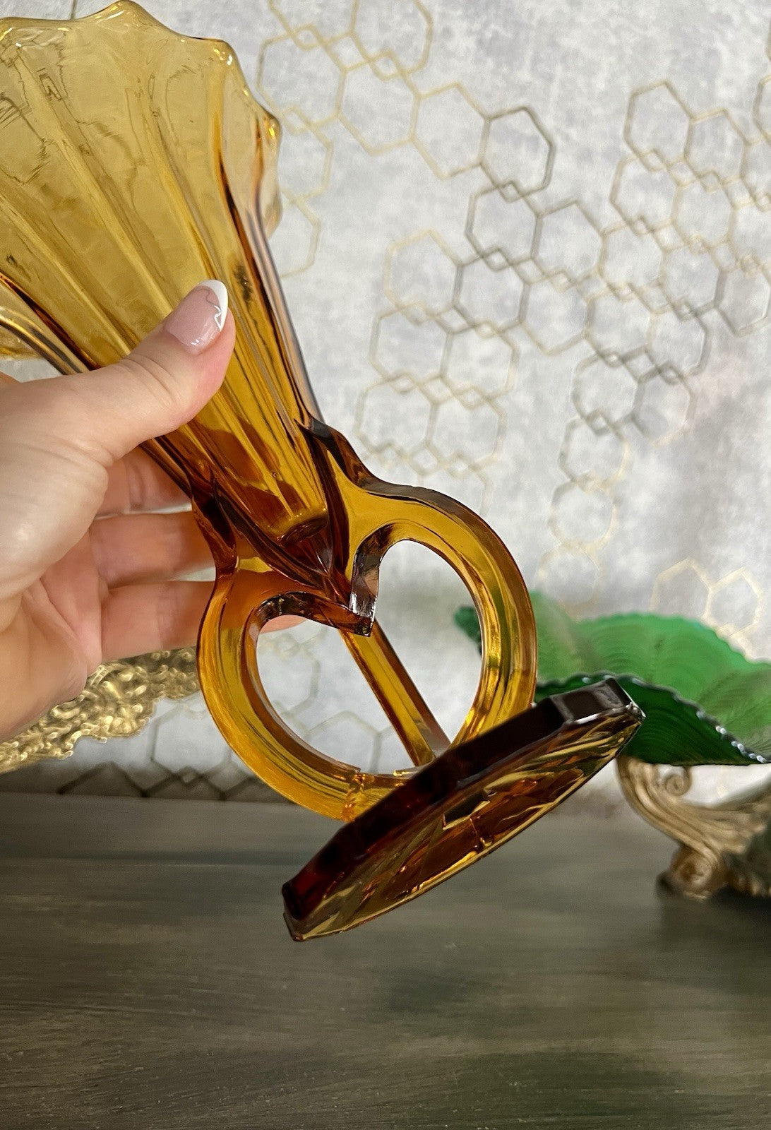 Art Déco 1 Vase Glasvase Pressglas Antik Bernstein Gelb Amber Glas Stölzle?