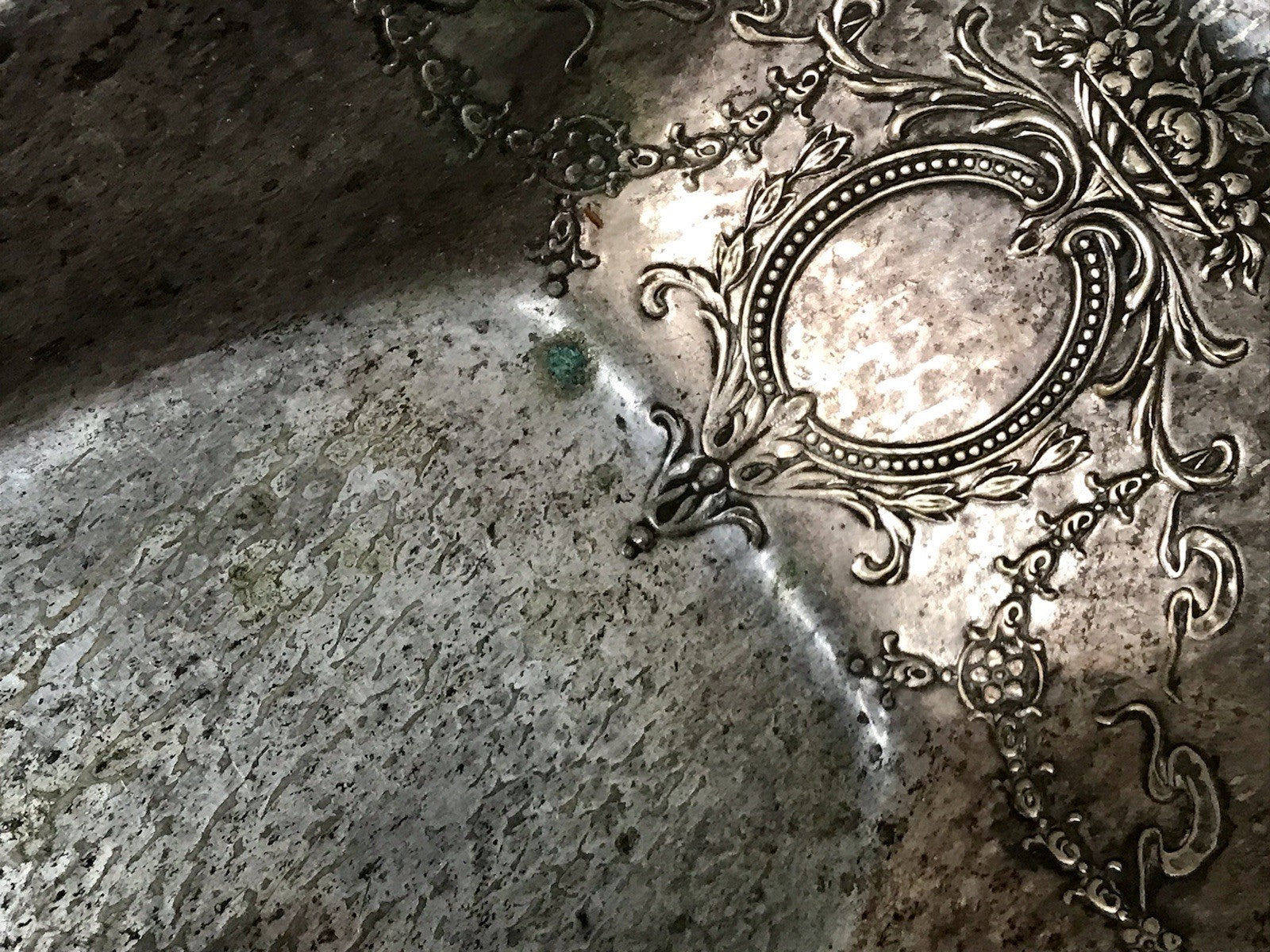 Antik Schale versilbert Art Nouveau Jugendstil  um 1900 oval Handhaben Relief