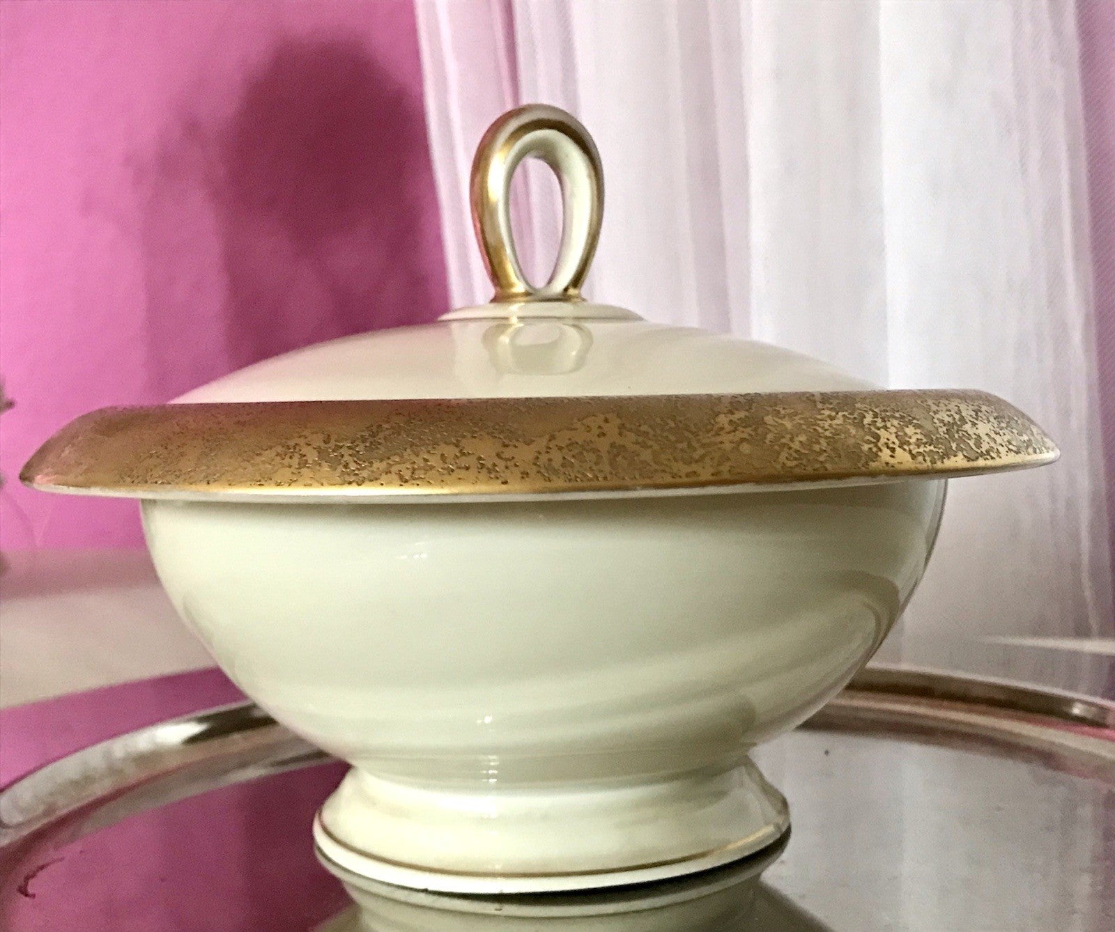 Antik Art Déco Porzellan Dose Deckeldose Schatulle Bonboniere Heinrich&Co 1930