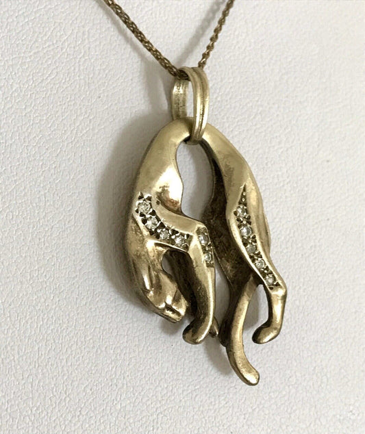 Vintage Edel groß Anhänger 925 Silber Super Design vergoldet hängender Panther