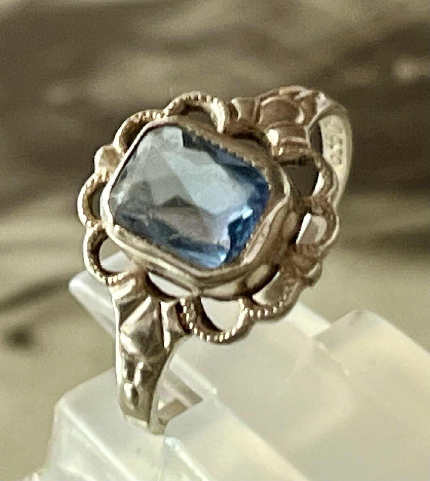 Antik Jugendstil blauer Stein DAMEN RING 835 Silber SUPER Gr.51